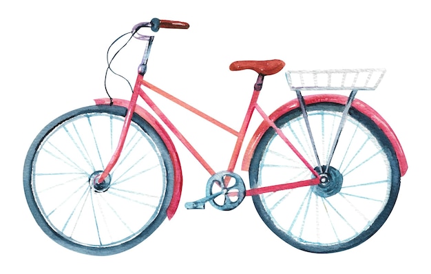 watercolor bicycle an old pink bicycle for traveling around the city