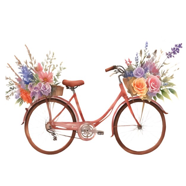 Watercolor Bicycle with flower