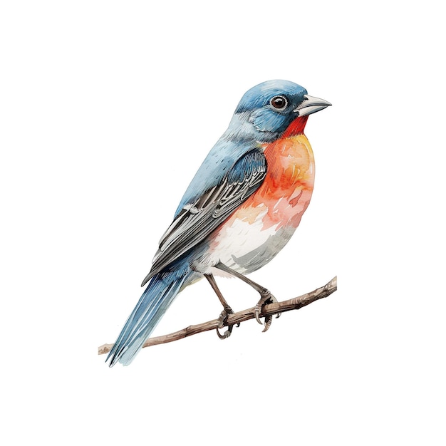 watercolor bird illustration isolated on white background