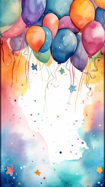 Photo watercolor birthday card mockup generative ai