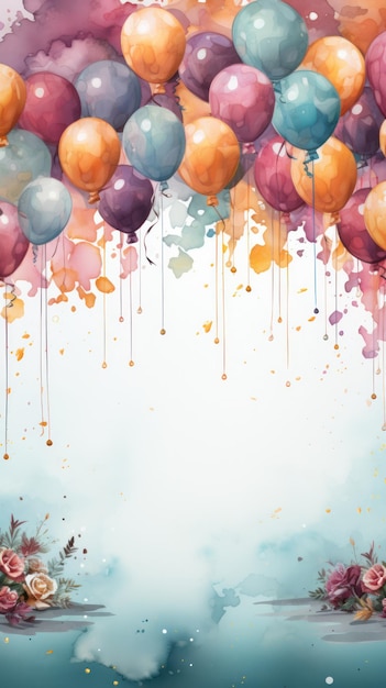 Watercolor Birthday Card Mockup Generative AI