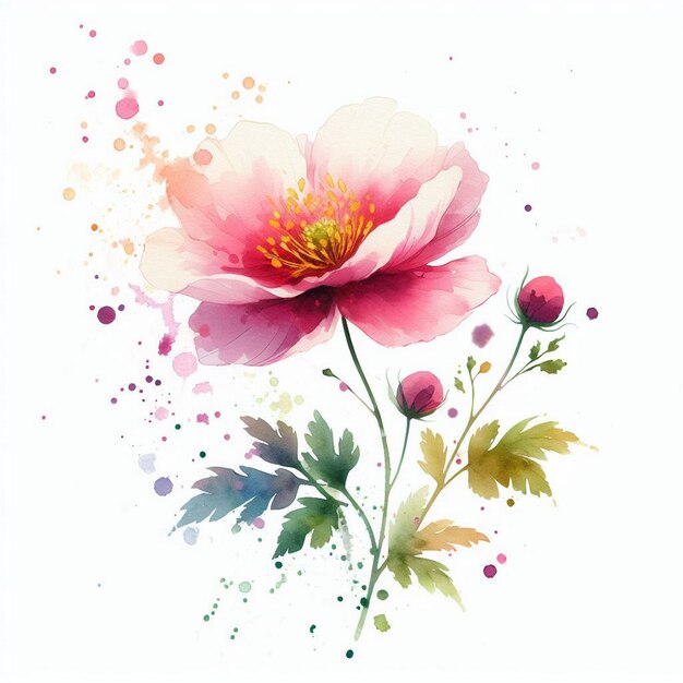Foto illustrazione di fiori a acquerello che fioriscono