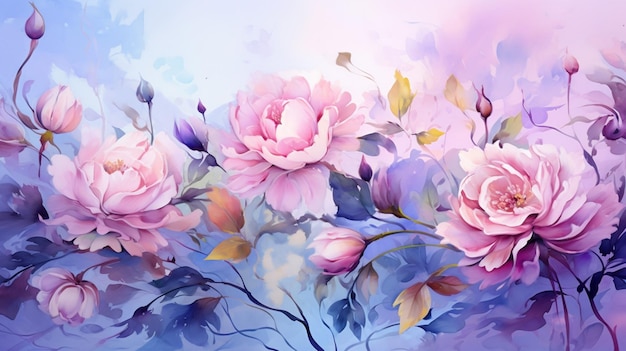 Watercolor Blooms Background