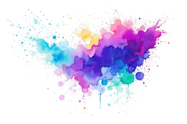 Photo watercolor blots with splashes and stains on white background