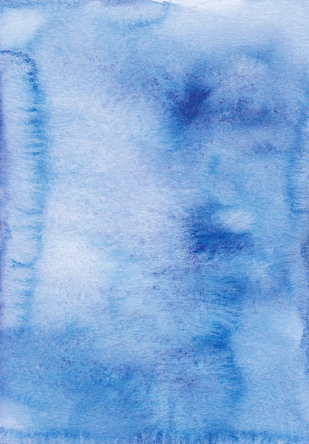 Watercolor blue background painting texture. Vintage hand painted watercolour backdrop. Stains on paper.