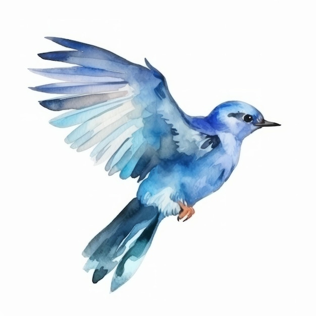 Watercolor blue bird Illustration AI GenerativexA