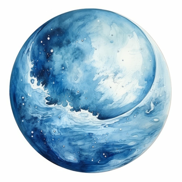 a watercolor of blue circle