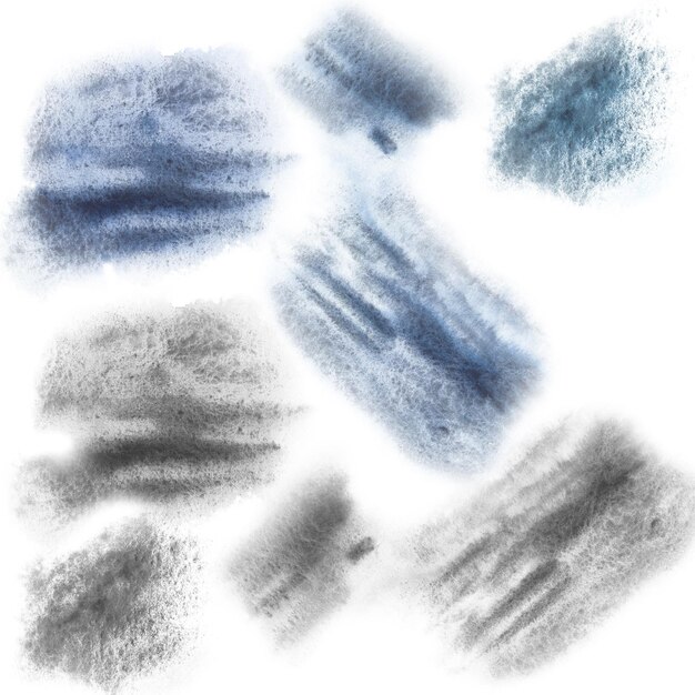 Watercolor blue grey background spots with grain