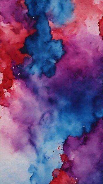 Watercolor blue purple red on texturized paper abstract background