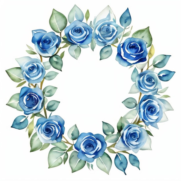 Photo watercolor blue roses clipart