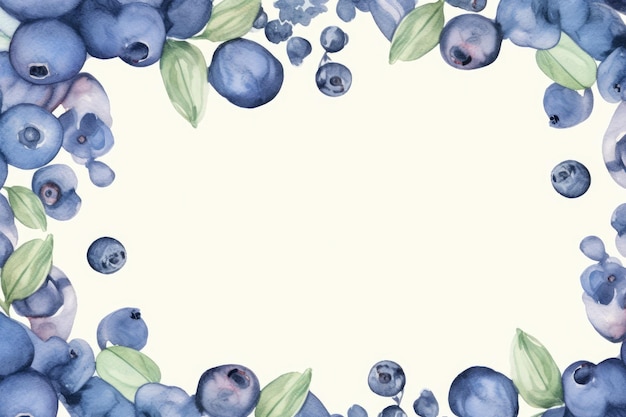 Watercolor blueberries frame
