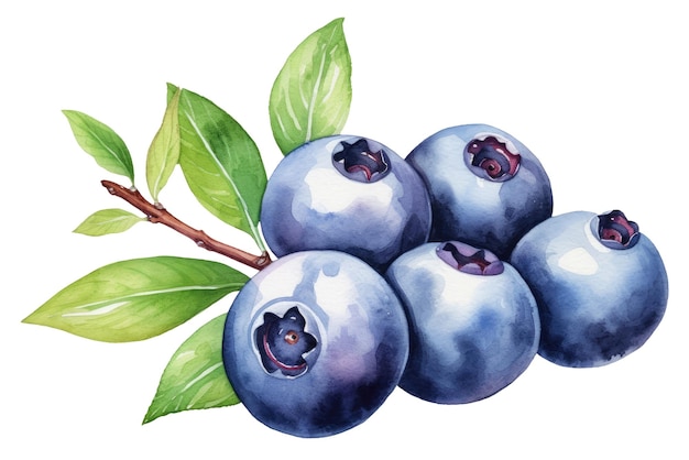 Photo watercolor blueberries