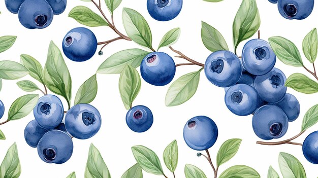 Photo watercolor blueberry pattern