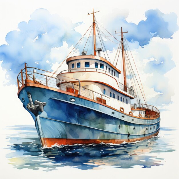 Watercolor Boat clipart Illustration Generative Ai