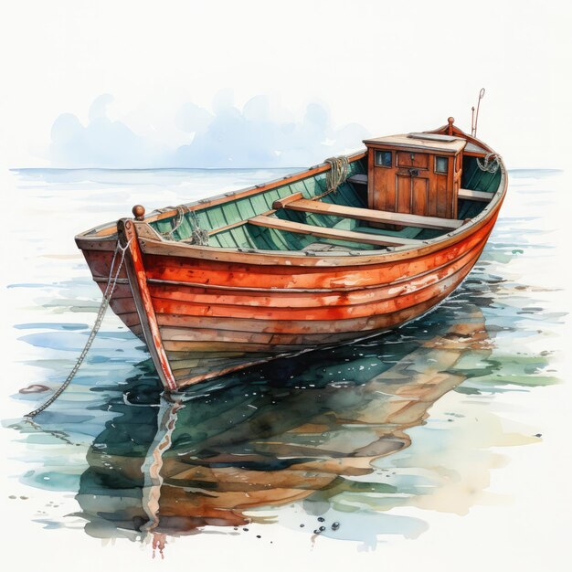 Watercolor Boat clipart Illustration Generative Ai