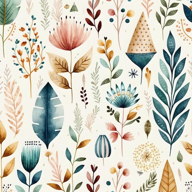 Photo watercolor boho pattern design