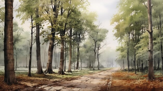 Watercolor Of Bois De Vincennes On Light Background