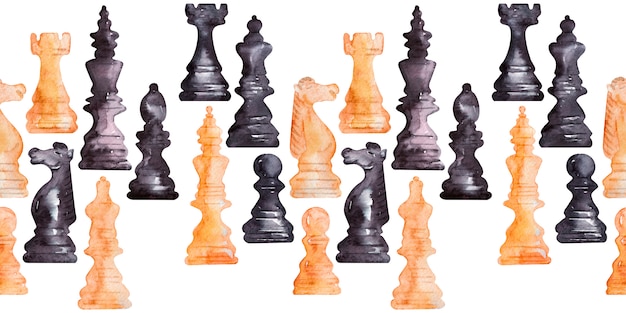 Watercolor borders with Chess pieces