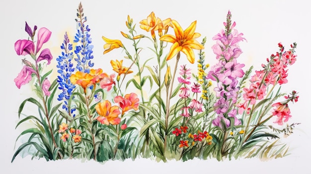 Watercolor botanical flowers