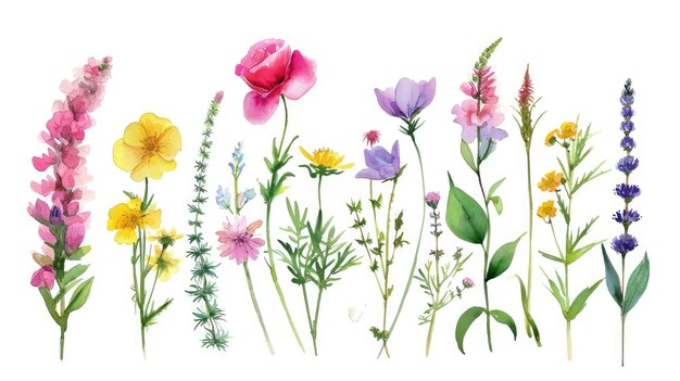 Watercolor botanical flowers