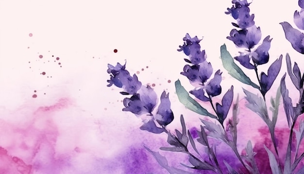 Watercolor Botanical Purple Background