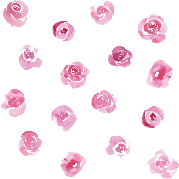 Watercolor botanical seamless pattern pink flowers Hand drawn rose Floral element