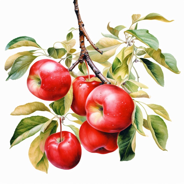 Photo watercolor botany illustration apples on white background