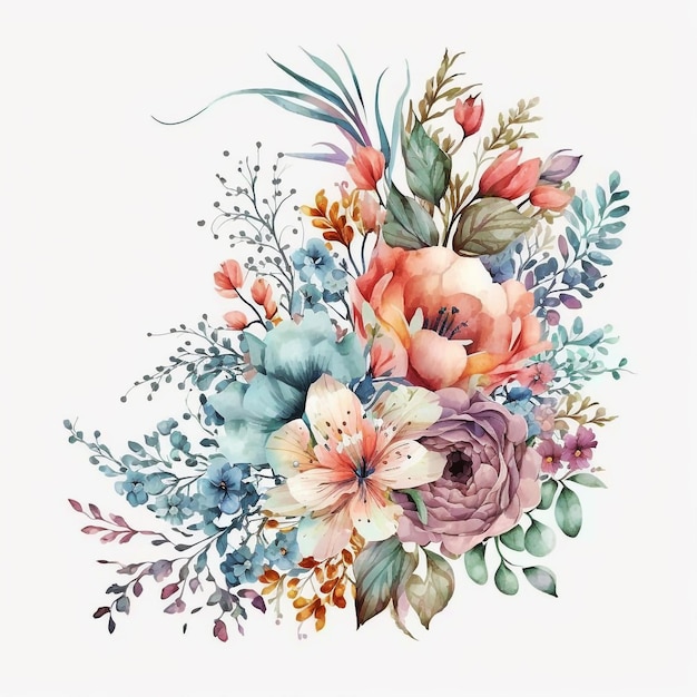 A watercolor bouquet Isolated on a white background