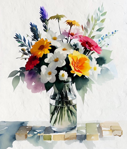 Watercolor Bouquet Painting Artistic Illustration