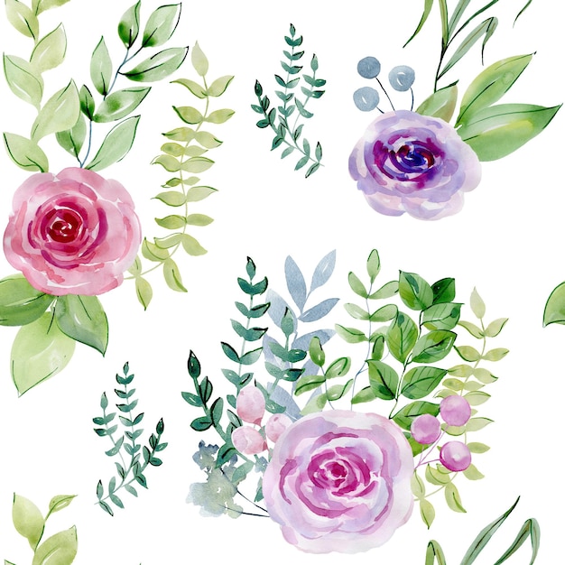 Watercolor bouquet of roses