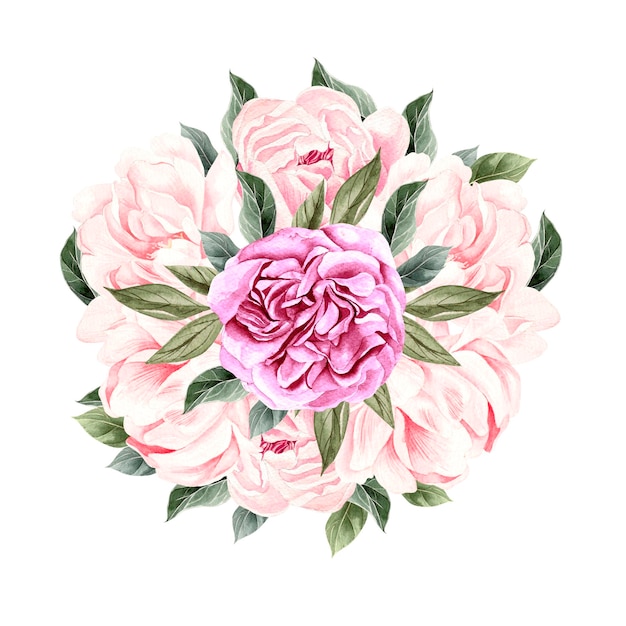 Watercolor bouquet with peony Illustration