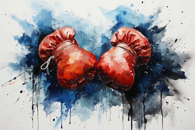 Photo watercolor boxing gloves on a white background