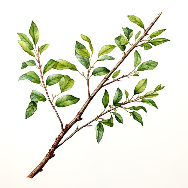 Watercolor Branch on White Background with Varied Styles and for Creative Professional