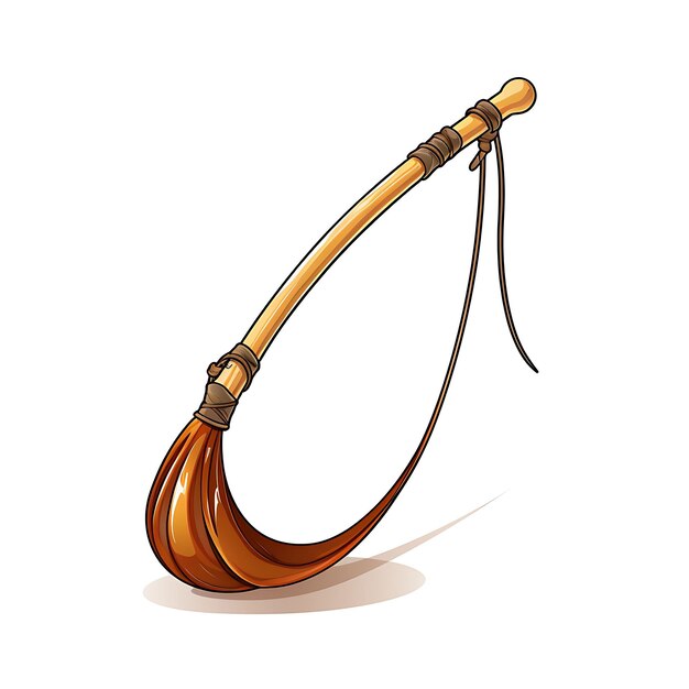 Watercolor of Brazilian Capoeira Berimbau Musical Instrument Brown and Bei on White BG Clipart Ink