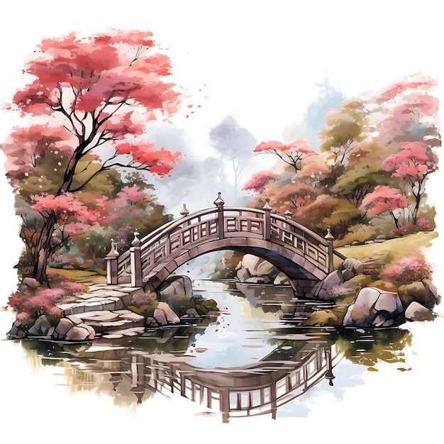 Watercolor bridge tshirt design white background and captivating bridge art prints for home decor