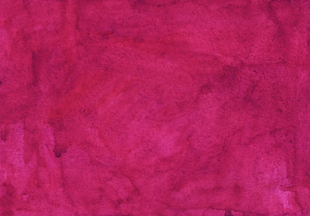 Watercolor bright pink background texture painting. Vintage watercolour deep crimson background. Stains on paper.