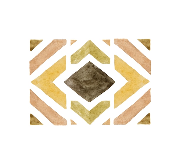 Watercolor brown and beige geometric elements tribal ethnic or Boho Wedding illustration