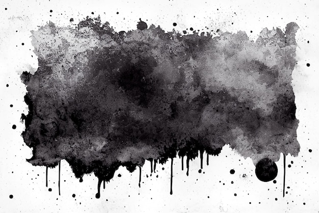 Watercolor brush Black ink on white background Black Artistic Banner