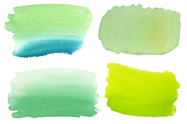 Watercolor brush splash painting in green and blue