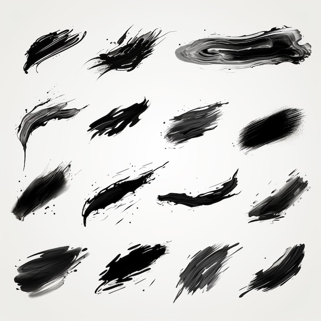 Watercolor brush stroke collection in black color