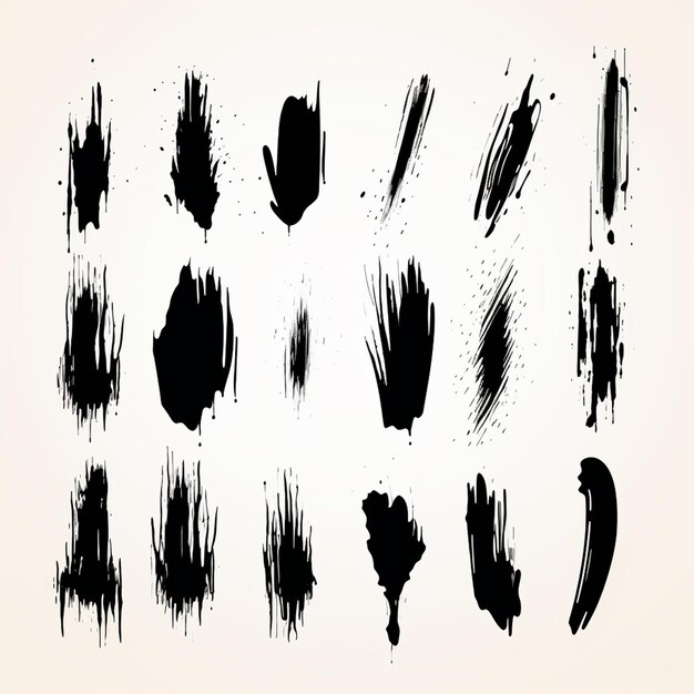 Watercolor brush stroke collection in black color