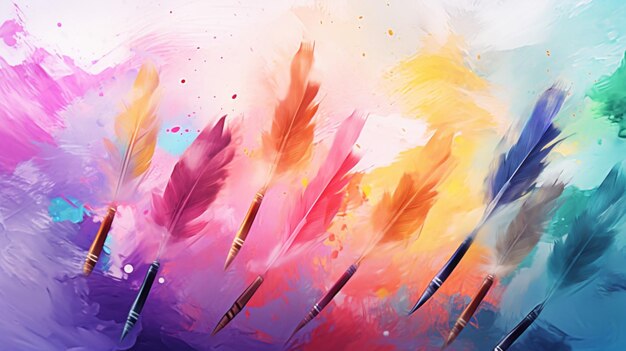 Watercolor brushes background