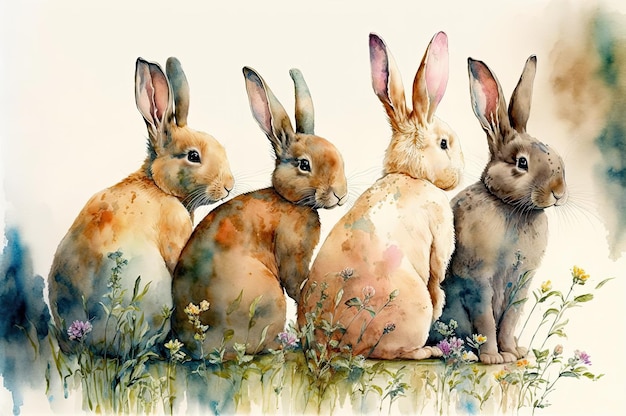 Watercolor bunnies