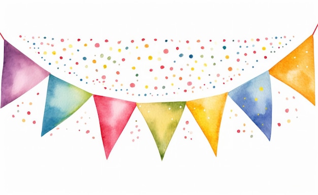 Photo watercolor bunting garland isolated