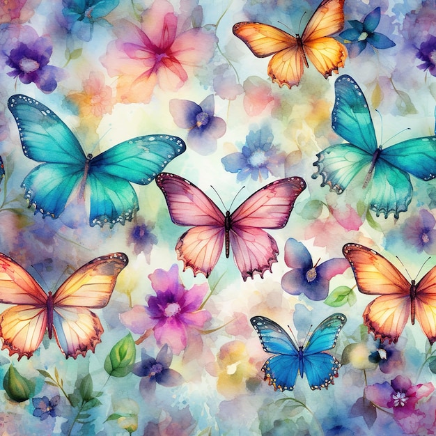 watercolor butterflies pattern