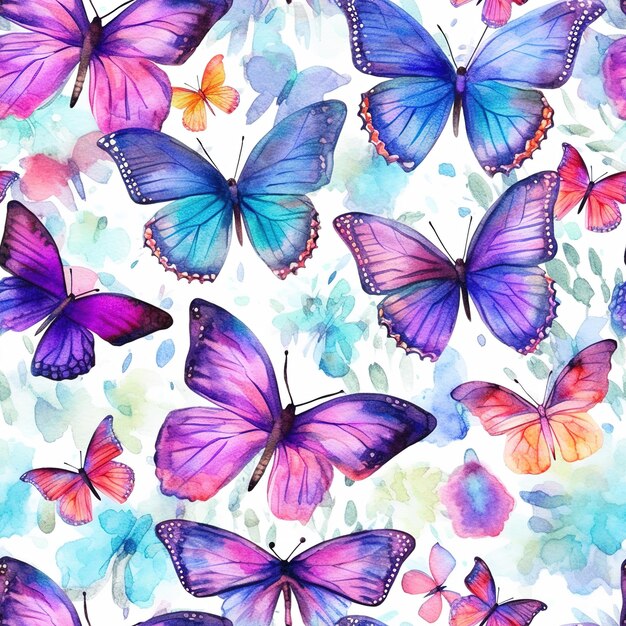 Photo watercolor butterflies pattern