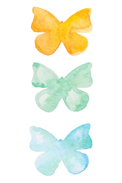 Watercolor butterfly. Hand drawn beautiful butterflies set isolated.