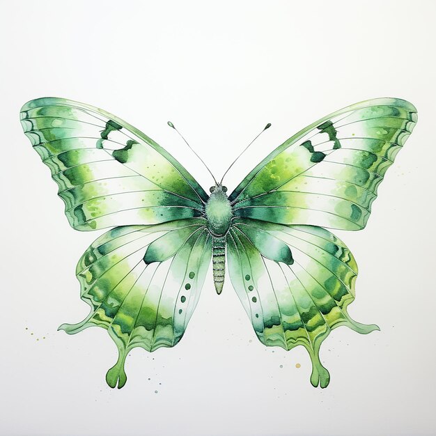 Photo watercolor butterfly shades of green