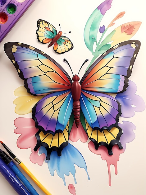 Watercolor butterfly soft beautiful background AI generated