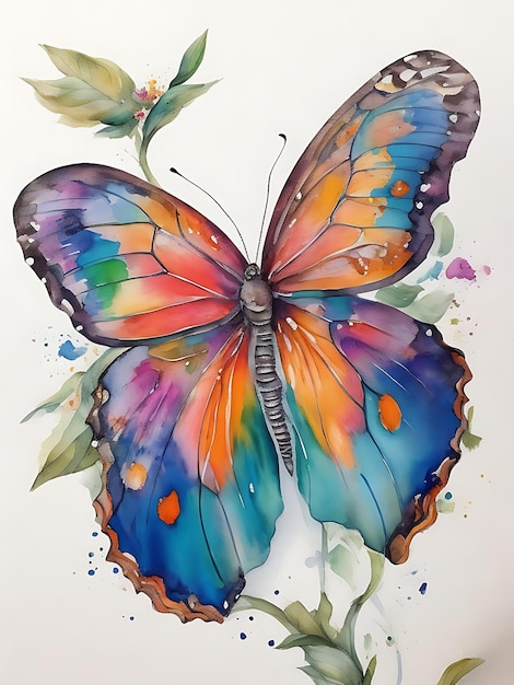 Watercolor butterfly soft beautiful background AI generated